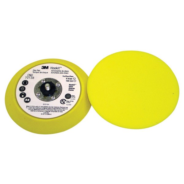 Hookit Disc Pad 70138, 6inx3/4 in 5/16-24 External, 10/pk