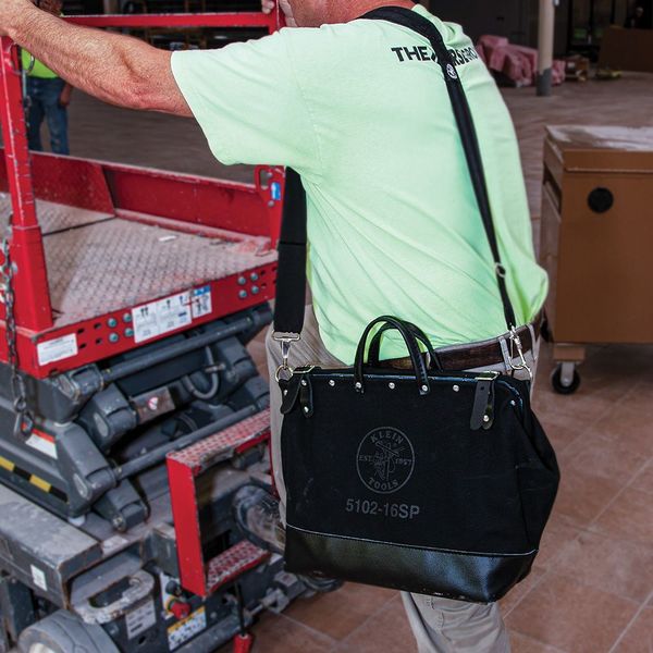 Deluxe Tool Bag, Black Canvas, 13 Pockets, 16-Inch
