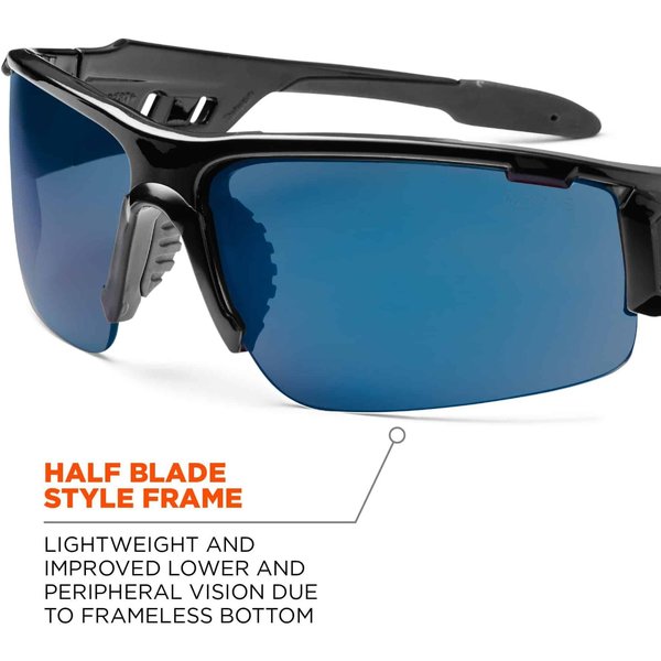 Safety Glasses, Traditional Blue Polycarbonate Lens, Scratch-Resistant