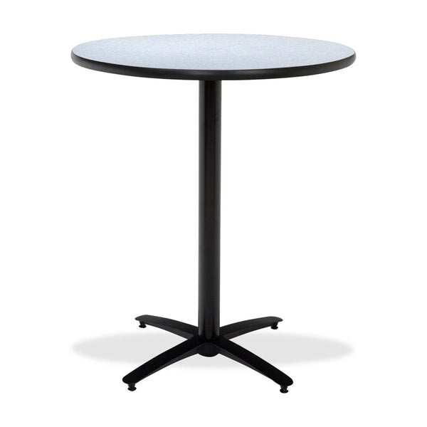 Round KFI 42in Grey Nebula Breakroom Table with Arched X Base, Commercial Grade, Made in the USA