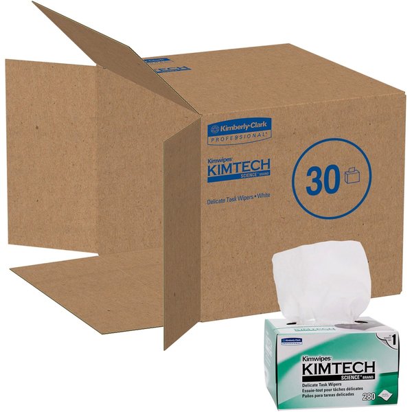 Dry Wipe, White, Box, 1-Ply Tissue, Hand, 280 Wipes, 4 1/2 in x 8 1/2 in