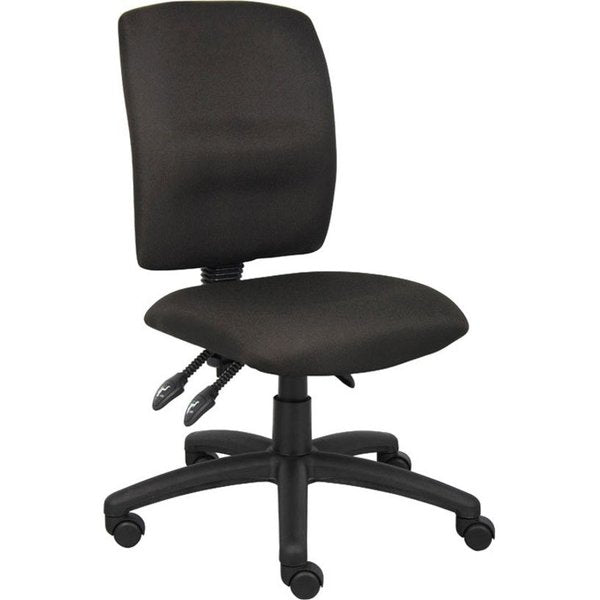 Fabric Task Chair, 21 1/2-, Armless, Black