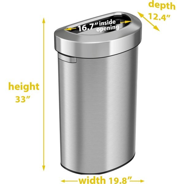 23 gal Round Trash Can, Silver, Stainless Steel