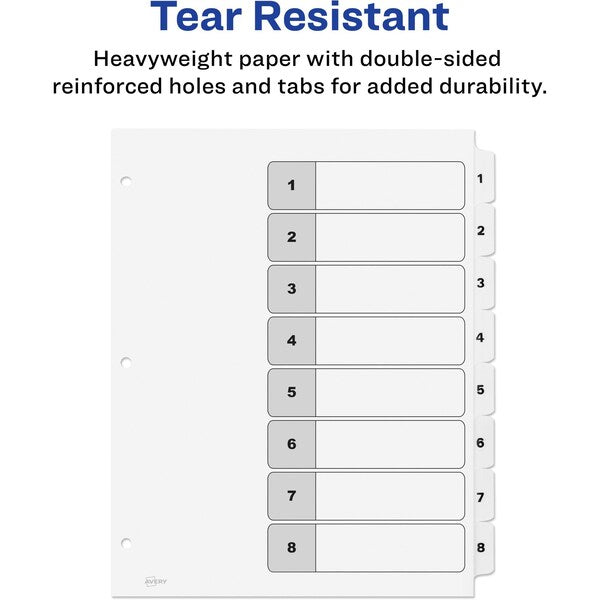 AveryÂ® Ready IndexÂ® Table of Contents Dividers 11132, 8-Tab Set