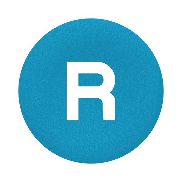 Blue cap marked R for circular pushbutto