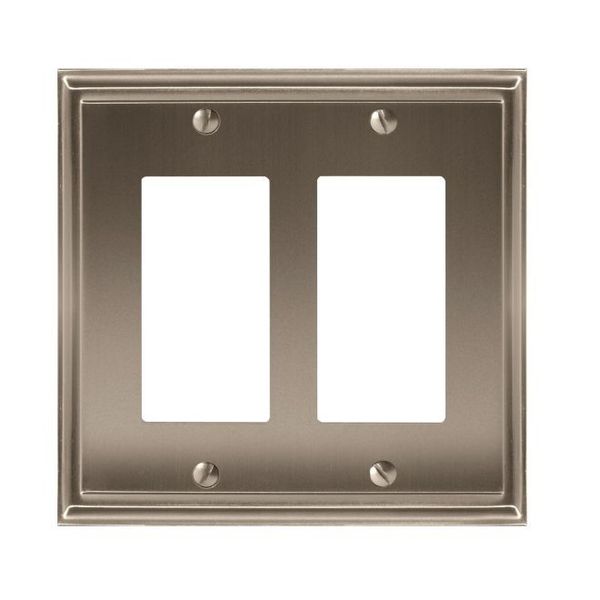 Mulholland 2 Rocker Wall Plates, Number of Gangs: 2 Zinc, Satin Nickel Finish