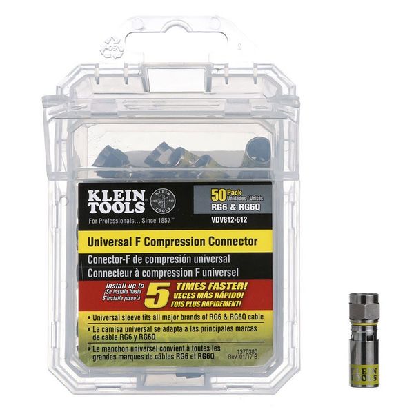Universal F Compression Connectors RG6/6Q 50-Pack