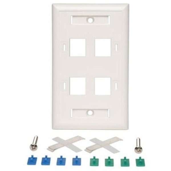 Keystone Face Plate, 4-Port Quad Outlet