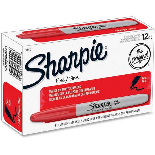 Permanent Marker, Fine Tip Red PK12