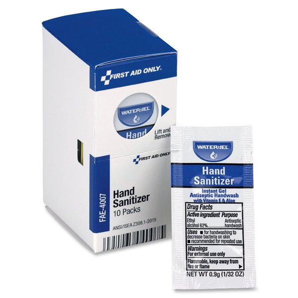 Hand Sanitizer Packets, Gel, 9.38 mL, Ethyl Alcohol, Fragrance Free, 10 Pack