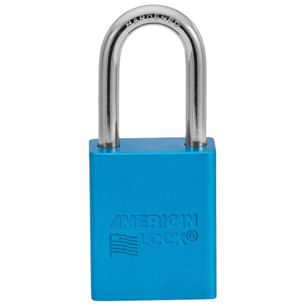 Lockout Padlock, Keyed Different, Anodized Aluminum, 1 1/2 in Shackle, Includes 2 Keys, Blue