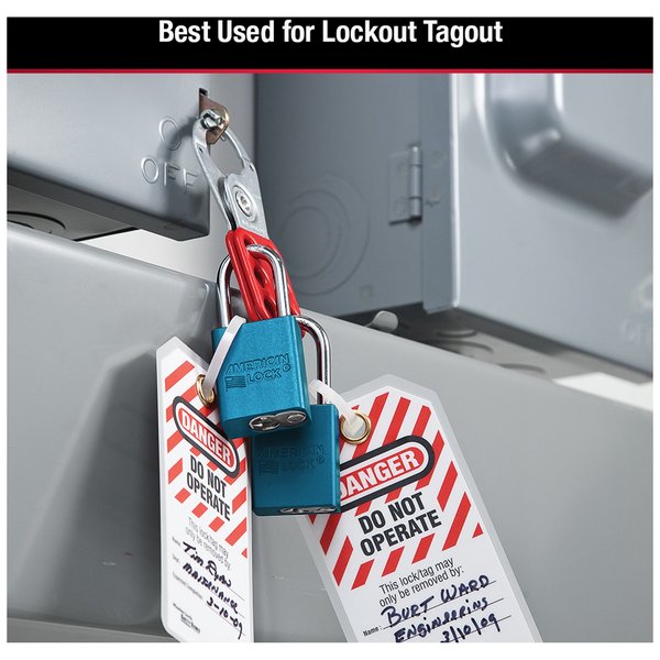Lockout Padlock, Keyed Different, Anodized Aluminum, 1 1/2 in Shackle, Includes 2 Keys, Blue