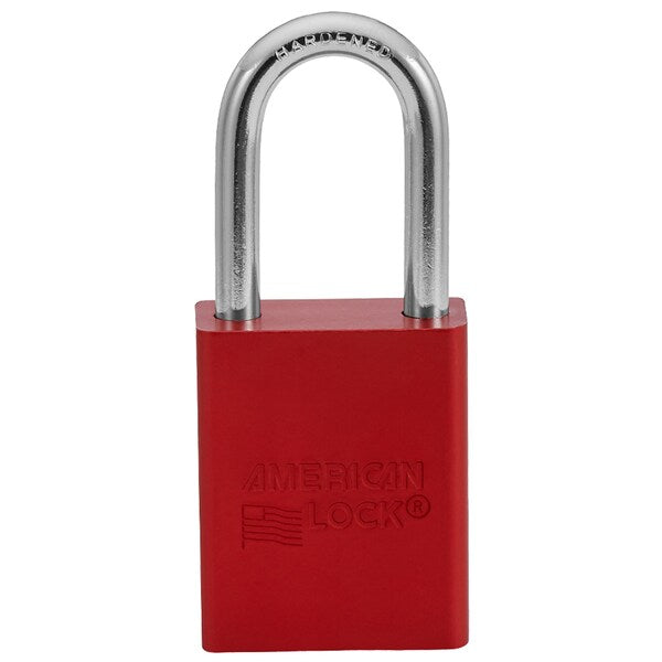 Lockout Padlock, Keyed Different, Anodized Aluminum, 1 1/2 in Shackle, Includes 2 Keys, Red