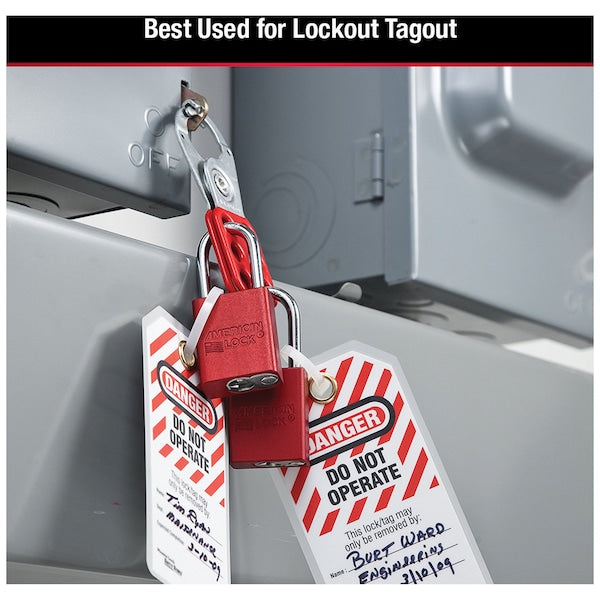 Lockout Padlock, Keyed Different, Anodized Aluminum, 1 1/2 in Shackle, Includes 2 Keys, Red
