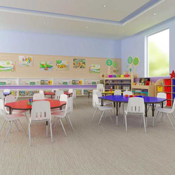 Rectangle Adjustable Height Activity Kids School Table, 36