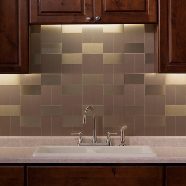 Metal Backsplash 3X6 Long Grain Bru, PK 8