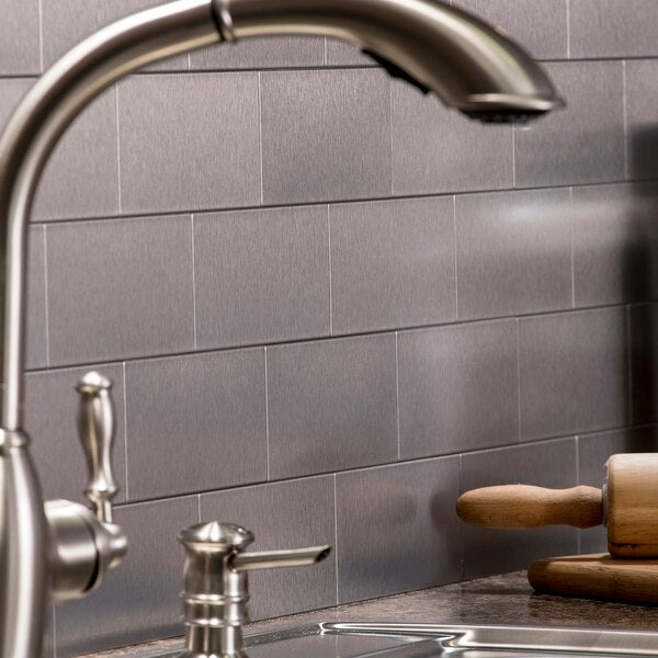 Metal Backsplash 3X6 Short Grain Br, PK 8