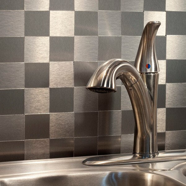 Metal Backsplash 12X4 Square Brushe, PK 3
