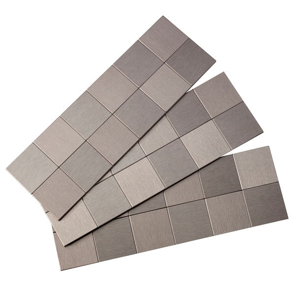 Metal Backsplash 12X4 Square Brushe, PK 3