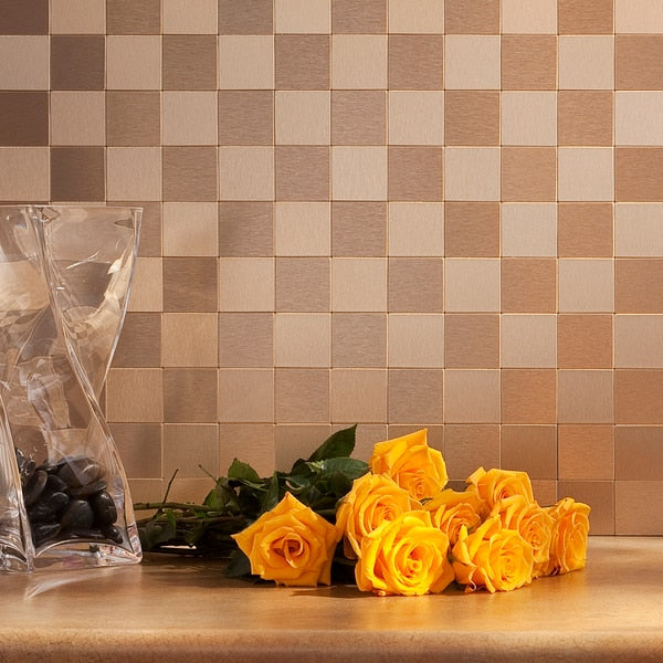 Metal Backsplash 12X4 Square Brushe, PK 3