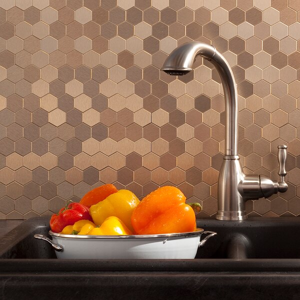 Metal Backsplash 11X4 Honeycomb Bru, PK 3