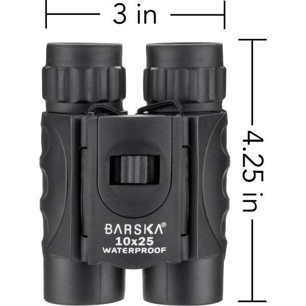 Waterproof Compact Binoculars, 10x25, Blk