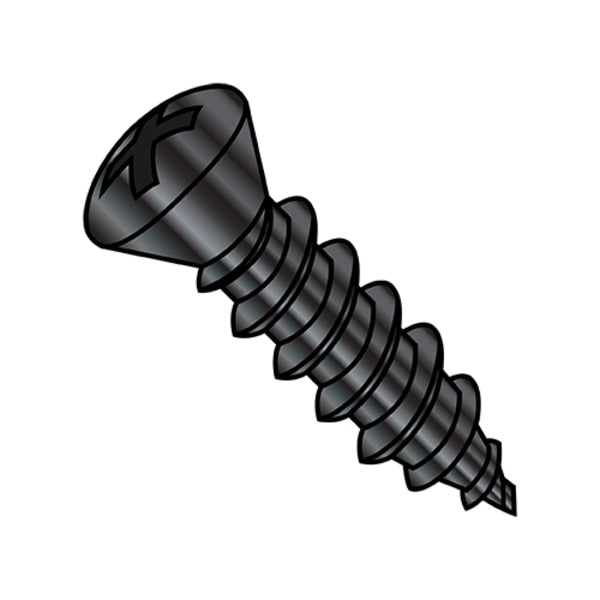 Self-Drilling Screw, #8-18 x 1 in, Black Oxide Steel Oval Head Phillips Drive, 7000 PK