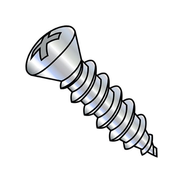 Self-Drilling Screw, #8-18 x 1 in, Zinc Plated Steel Oval Head Phillips Drive, 7000 PK