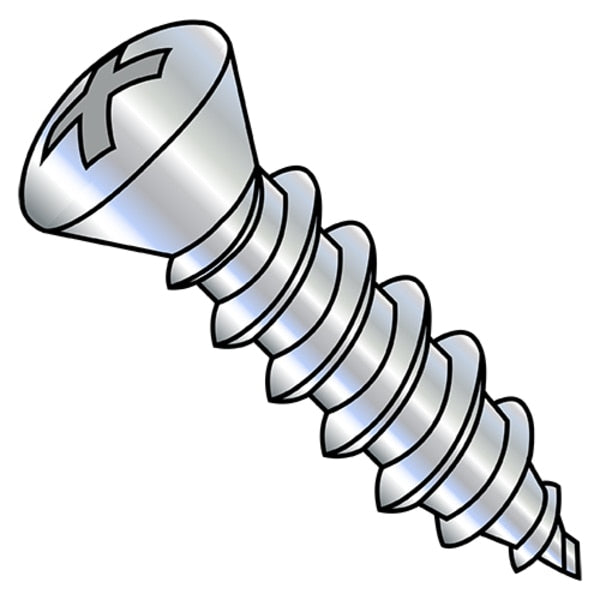 Sheet Metal Screw, #10-16 x 3/4 in, Zinc Plated Steel Oval Head Phillips Drive, 6000 PK