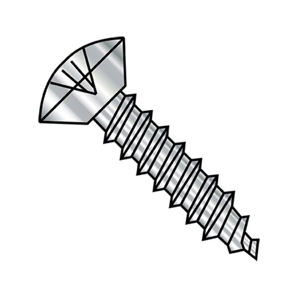 Self-Drilling Screw, #4-24 x 1/4 in, Plain 18-8 Stainless Steel Oval Head Phillips Drive, 5000 PK