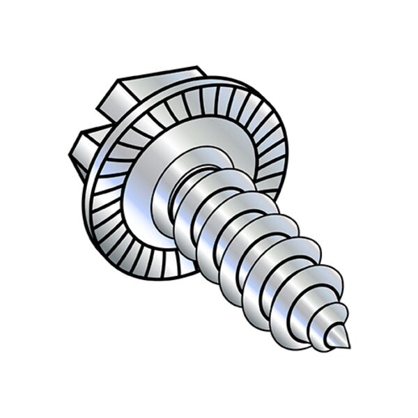 Self-Drilling Screw, #10-16 x 3/8 in, Zinc Plated Steel Hex Head Slotted Drive, 8000 PK