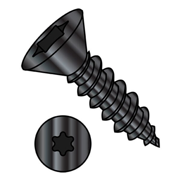 Sheet Metal Screw, #10-16 x 1-1/4 in, Black Oxide Steel Flat Head Torx Drive, 4000 PK