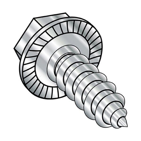 Self-Drilling Screw, #8-18 x 1/2 in, Plain 18-8 Stainless Steel Hex Head Hex Drive, 5000 PK