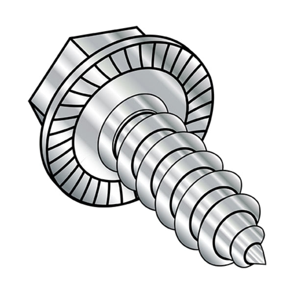 Self-Drilling Screw, #10-16 x 1/2 in, Plain 18-8 Stainless Steel Hex Head Hex Drive, 4000 PK