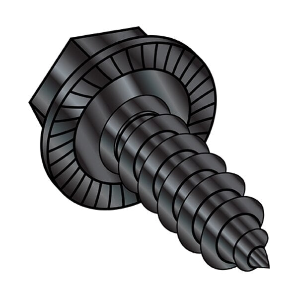 Self-Drilling Screw, #10-16 x 3/8 in, Black Oxide Steel Hex Head Hex Drive, 8000 PK