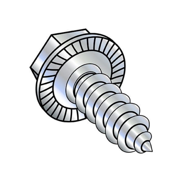 Self-Drilling Screw, #8-18 x 1 in, Zinc Plated Steel Hex Head Hex Drive, 5000 PK