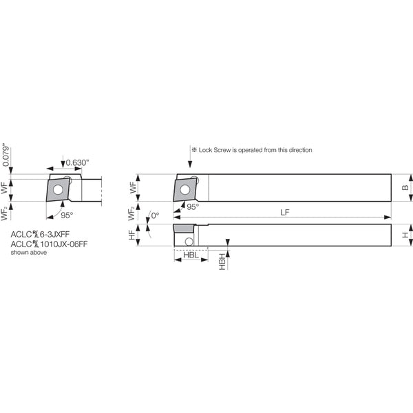 Turning Toolholder, ACLCR 62JXFF