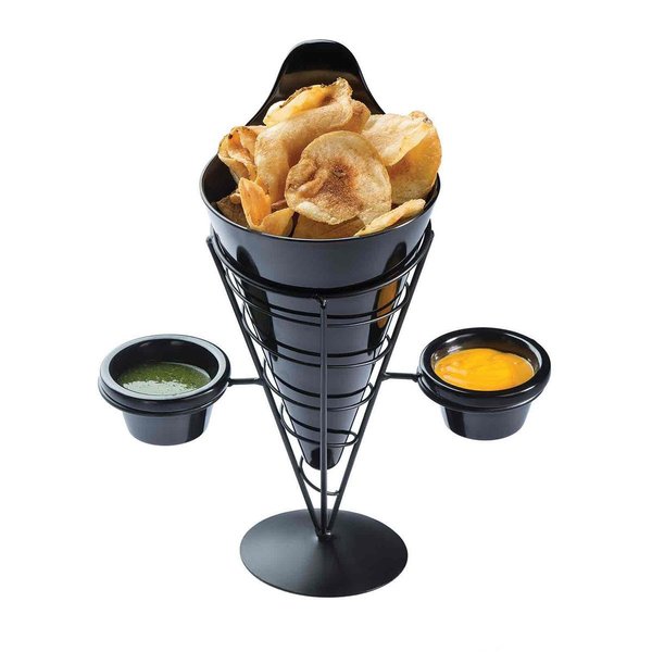 Vertigo Appetizer Cone, Blk W/2 3OZ Rmkns