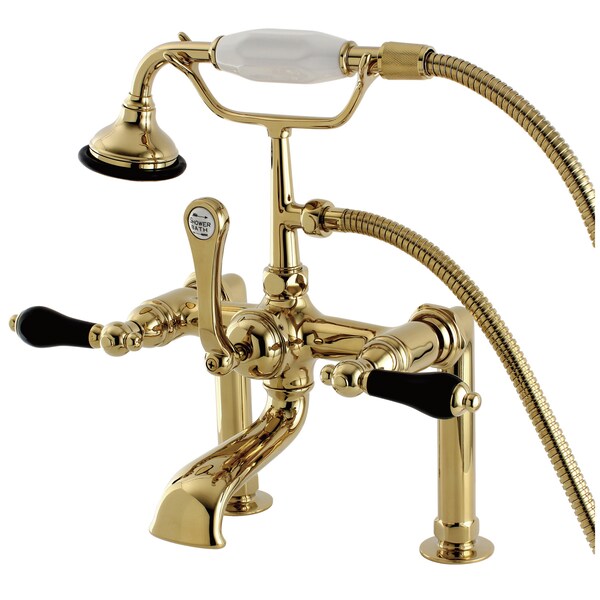 Deck-Mount Clawfoot Tub Faucet, Polished Brass, Deck Mount