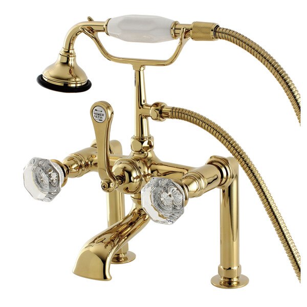 Deck-Mount Clawfoot Tub Faucet, Polished Brass, Deck Mount