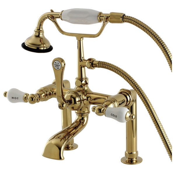 Deck-Mount Clawfoot Tub Faucet, Polished Brass, Deck Mount