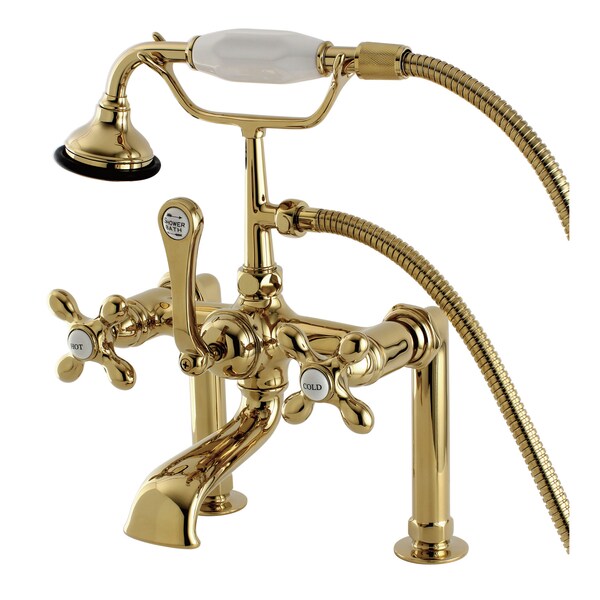 Deck-Mount Clawfoot Tub Faucet, Polished Brass, Deck Mount
