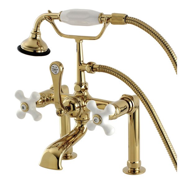 Deck-Mount Clawfoot Tub Faucet, Polished Brass, Deck Mount