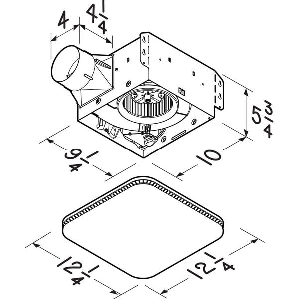 Bthrm ExhFan, 4In Dct, Galv Steel, 120 V