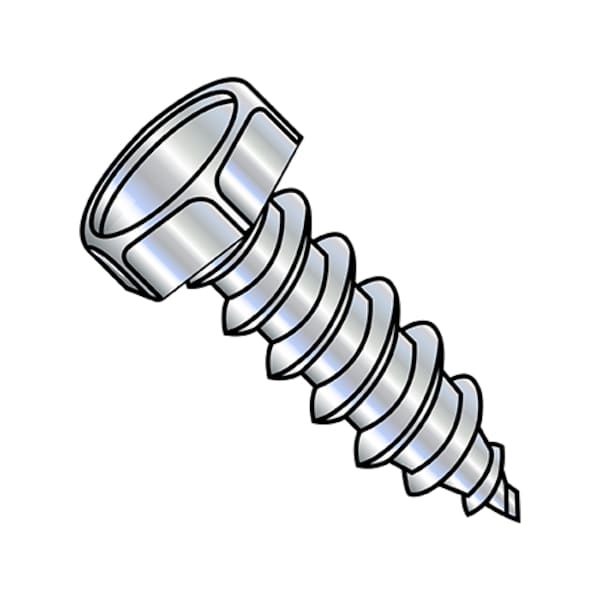 Self-Drilling Screw, #8-15 x 1 in, Zinc Plated Steel Hex Head Hex Drive, 5000 PK