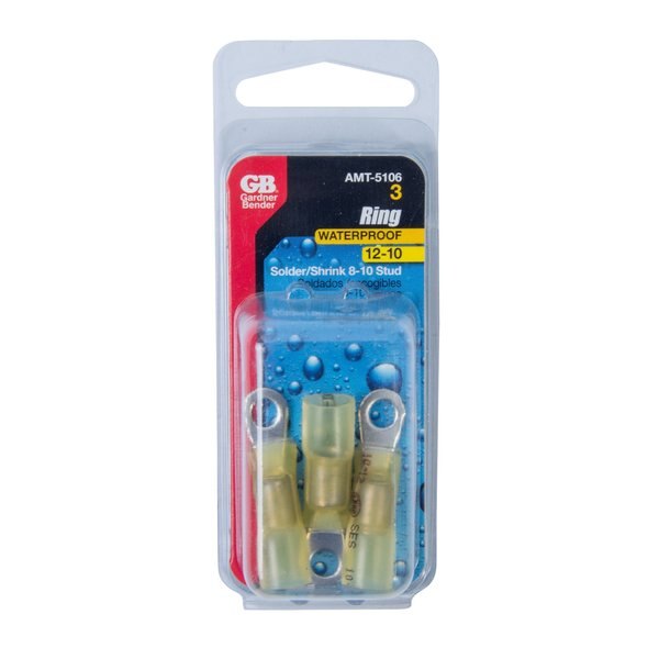 Ring Terminal Heat Shrink, 12-10AWG, PK3
