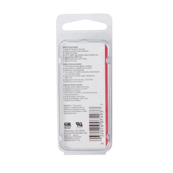 Ring Terminal Heat Shrink, 12-10AWG, PK3