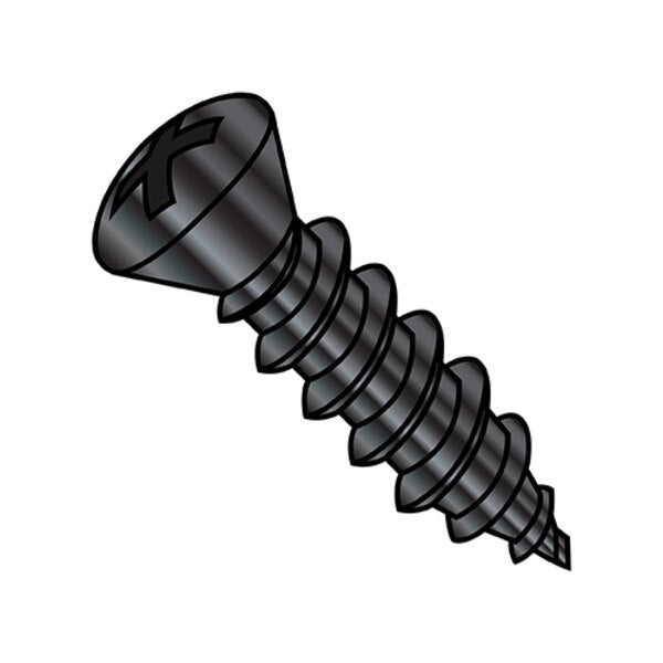 Sheet Metal Screw, #8-15 x 1-1/2 in, Black Phosphate Steel Oval Head Phillips Drive, 4000 PK