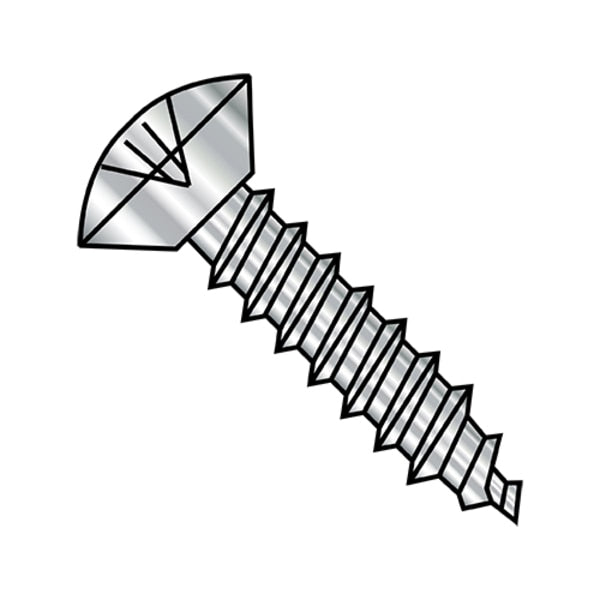 Self-Drilling Screw, #10-12 x 1/2 in, Plain 18-8 Stainless Steel Oval Head Phillips Drive, 3000 PK