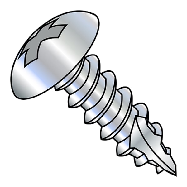 Self-Drilling Screw, #6-18 x 1/2 in, Zinc Plated Steel Truss Head Phillips Drive, 10000 PK